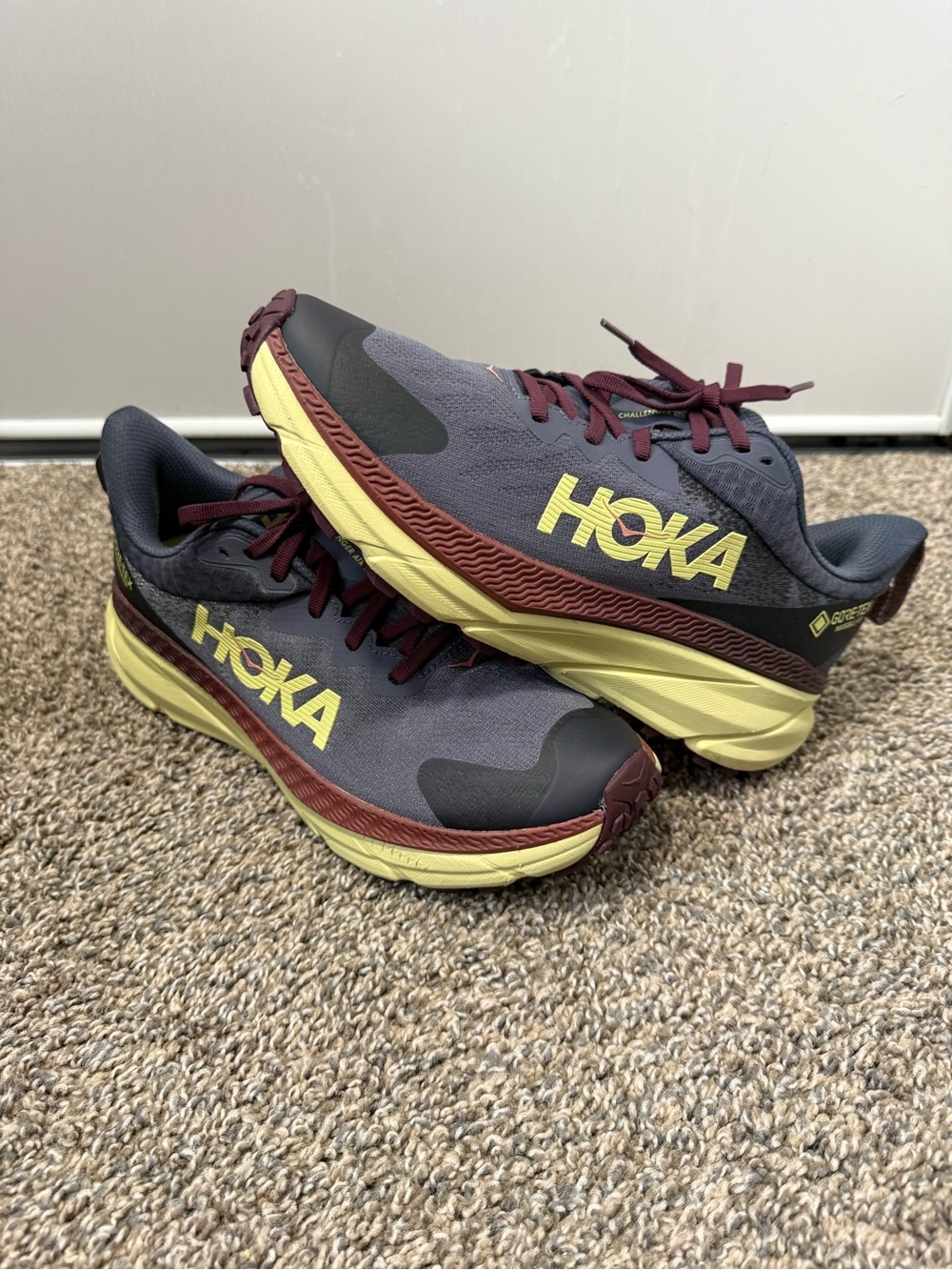 Hoka Men's challenger  art 7 Athletic Shoes in Gray, Yellow & Burgundy